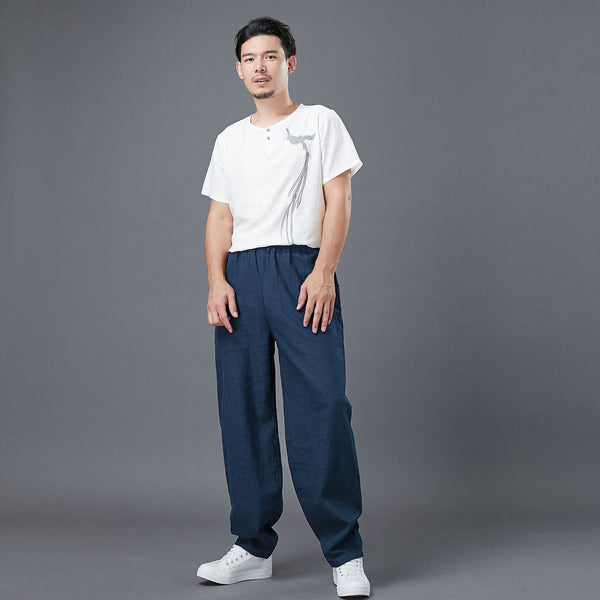 Men New Style Back Big Pocket Straight Pants