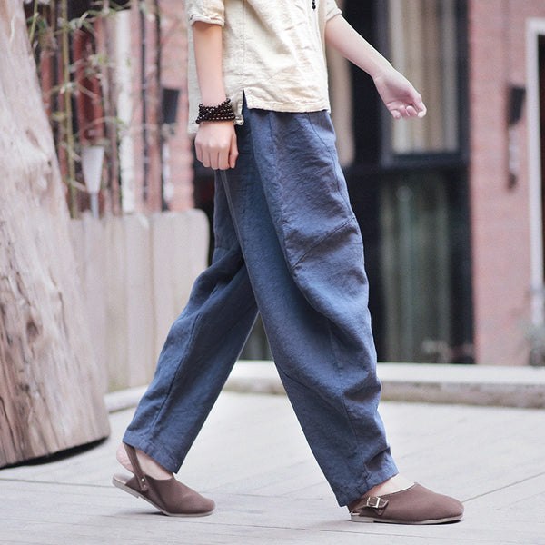 Women Lantern Style Linen and Cotton Pants