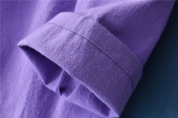 Women Retro TaiChi Buckle Style Linen and Cotton Cardigan Long Sleeve Shirt