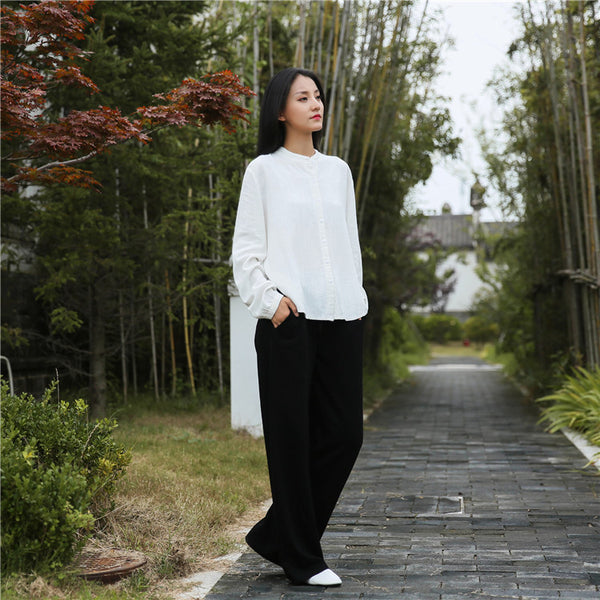 Women Casual Style Sand Washed Linen and Cotton Soft Light Cardigan Long Sleeve Shirt