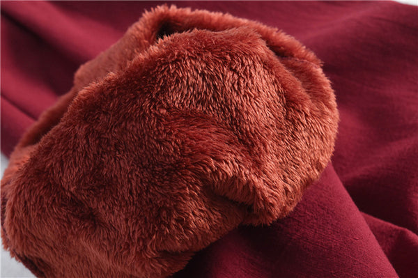 Women Exotic Style Wrinkle Linen and Cotton Lantern Pants With Velvet Inside