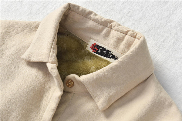 Women Casual Shirt Style Linen and Cotton Jacket