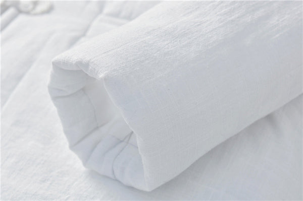 Women Chinese Artsy Short Length Linen and Cotton Chinese Buckle Quilted Coat