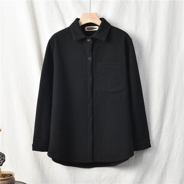 Women Casual Shirt Style Linen and Cotton Jacket