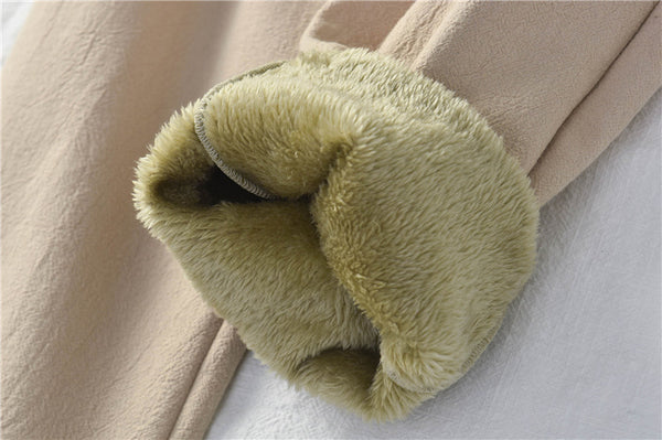 Women Wrinkle Linen and Cotton Tapered Pants With Velvet Inside