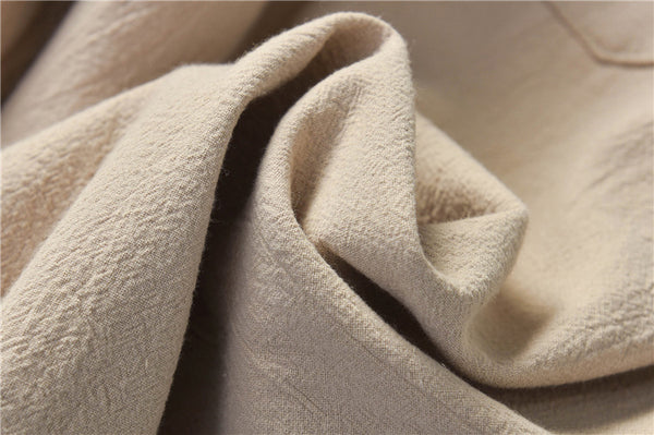 Women Wrinkle Linen and Cotton Tapered Pants With Velvet Inside