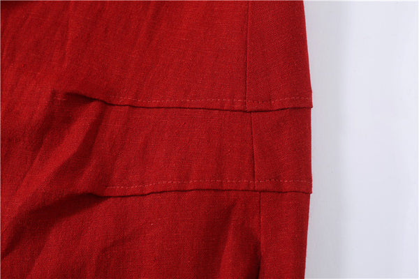 Women Retro Pure color Linen and Cotton Ankle Length Bud Skirt