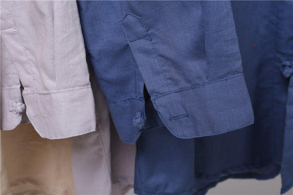 Men Retro Style Hanfu Linen and Cotton Shirts Tops