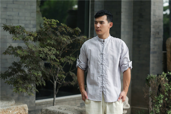 Men Retro Style Hanfu Linen and Cotton Shirts Tops