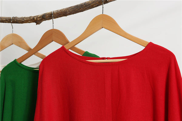 Women Eastern Style Ankle Length Butterfly Type Linen and Cotton Dress