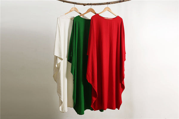 Women Eastern Style Ankle Length Butterfly Type Linen and Cotton Dress