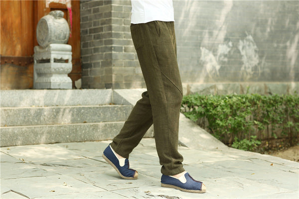 2022 Summer NEW! Men Causal Style Linen and Cotton Straight Pants
