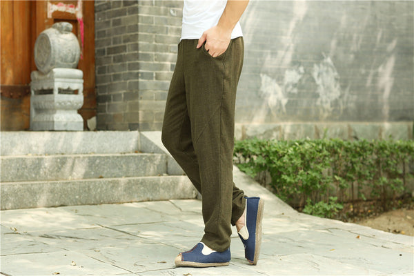 2022 Summer NEW! Men Causal Style Linen and Cotton Straight Pants