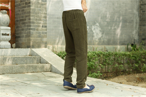 2022 Summer NEW! Men Causal Style Linen and Cotton Straight Pants