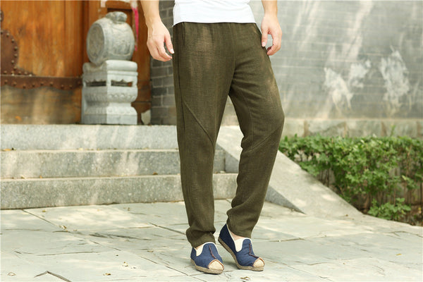 2022 Summer NEW! Men Causal Style Linen and Cotton Straight Pants