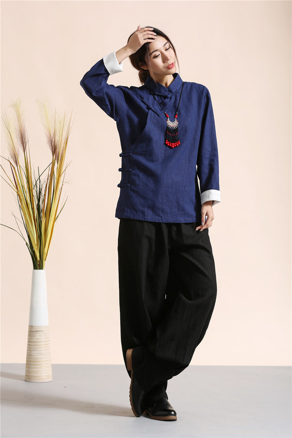 Women Traditional Chinese Style Linen and Cotton KungFu TaiChi Hanfu Tunics