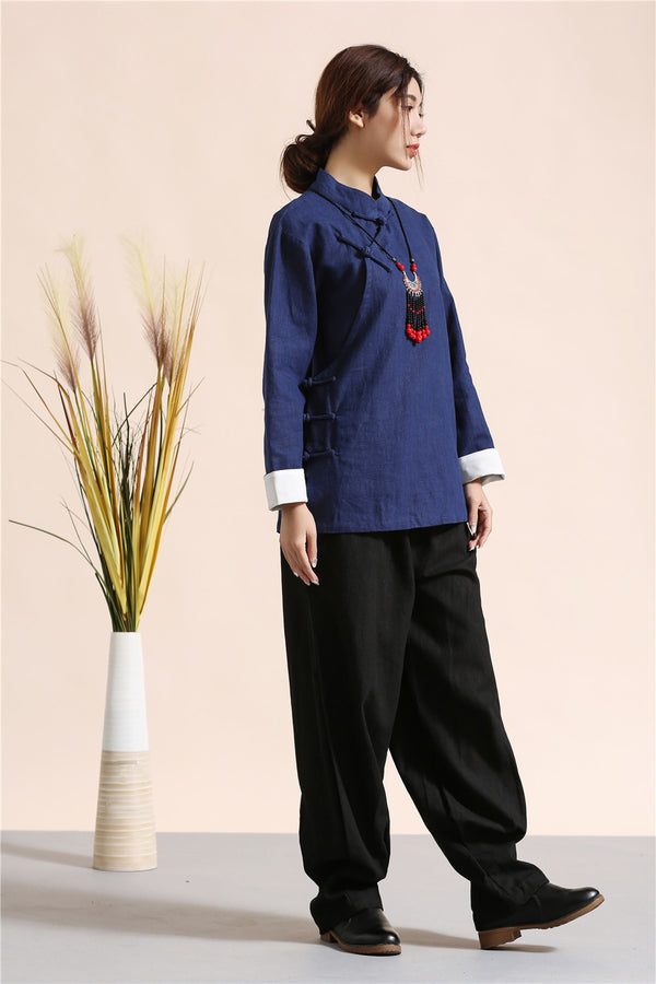 Women Traditional Chinese Style Linen and Cotton KungFu TaiChi Hanfu Tunics