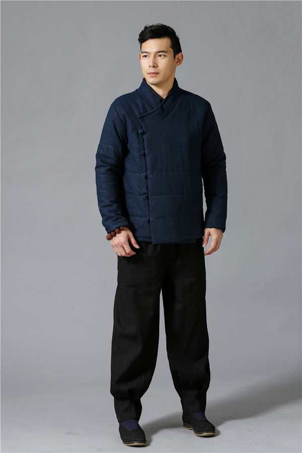 Men Modern Style Linen and Cotton Quilted Jacket