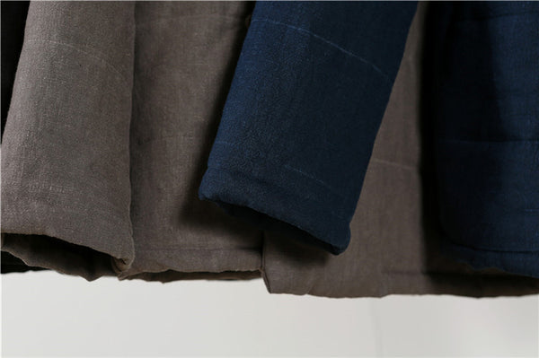 Men Modern Style Linen and Cotton Quilted Jacket