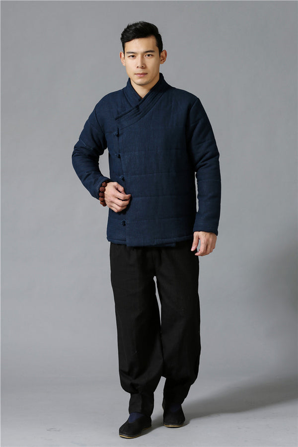Men Modern Style Linen and Cotton Quilted Jacket