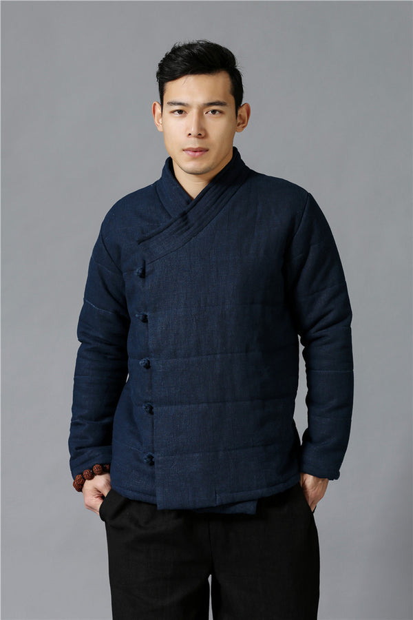 Men Modern Style Linen and Cotton Quilted Jacket