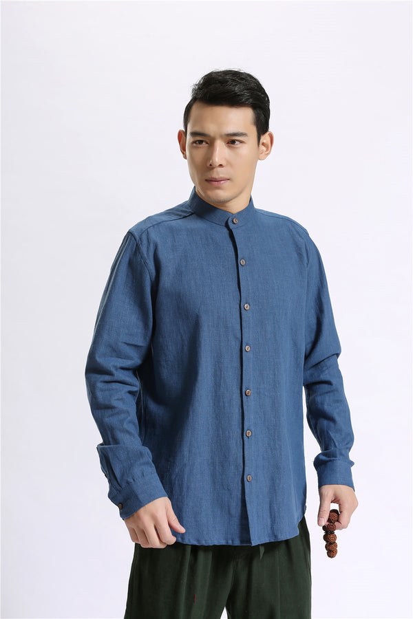 Men Hanfu Style Linen and Cotton Shirt Top