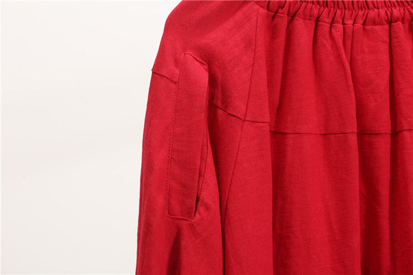 Men Casual New Style Loose Pure Color Cotton and Linen Hanging Crotch Pants