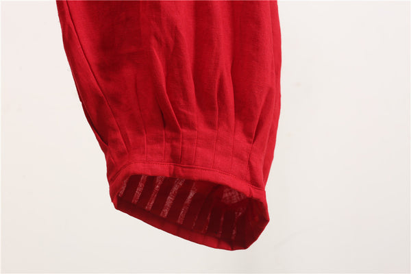 Men Casual New Style Loose Pure Color Cotton and Linen Hanging Crotch Pants