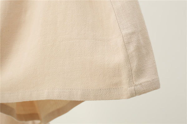 Men Asian Retro Style Round Neck Linen and Cotton Short Sleeve Tops