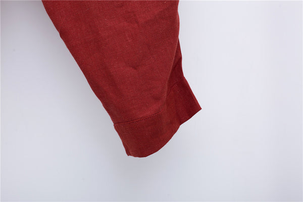 Men New Style Loose Pure Color Linen Hanging Crotch Pants