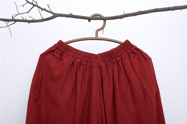Men New Style Loose Pure Color Linen Hanging Crotch Pants