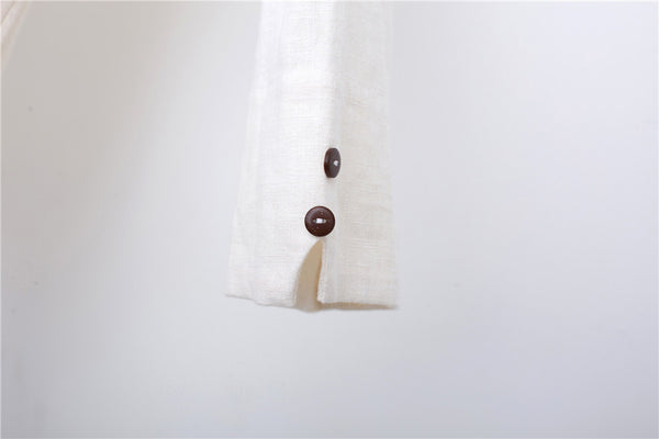 Men Pullover V-neck Linen and Cotton T-shirts Tops