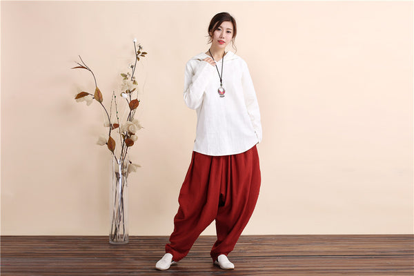 Women Retro Style Linen and Cotton Hoodies