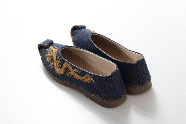 Chinese Style Ancient Animal (Dragon) embroidery Linen Shoes