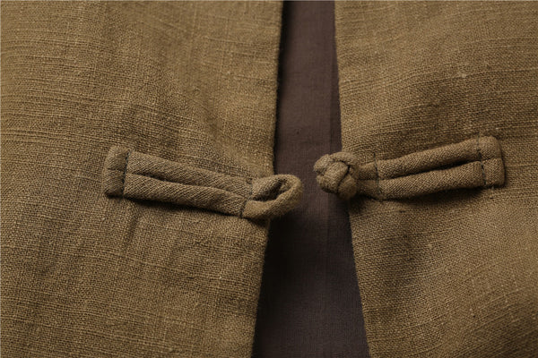 Men Chinese Traditional Kung Fu Tai Chi Hanfu Style Linen and Cotton Jacket