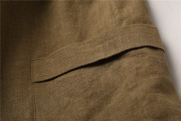 Men Chinese Traditional Kung Fu Tai Chi Hanfu Style Linen and Cotton Jacket