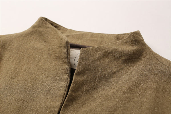 Men Chinese Traditional Kung Fu Tai Chi Hanfu Style Linen and Cotton Jacket