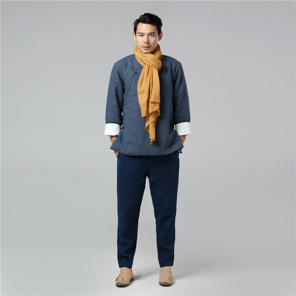 Men Chinese Style Linen and Cotton Quilted Jacket