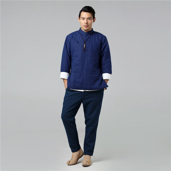 Men Chinese Style Linen and Cotton Quilted Jacket