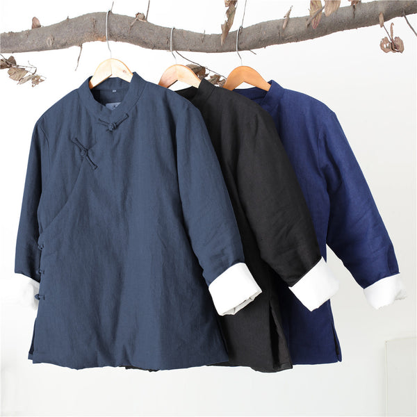 Men Chinese Style Linen and Cotton Quilted Jacket