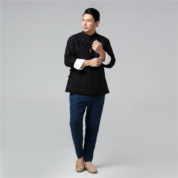 Men Chinese Style Linen and Cotton Quilted Jacket