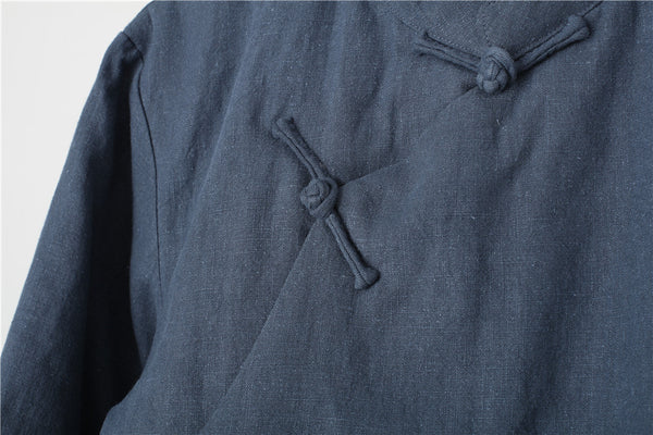 Men Chinese Style Linen and Cotton Quilted Jacket