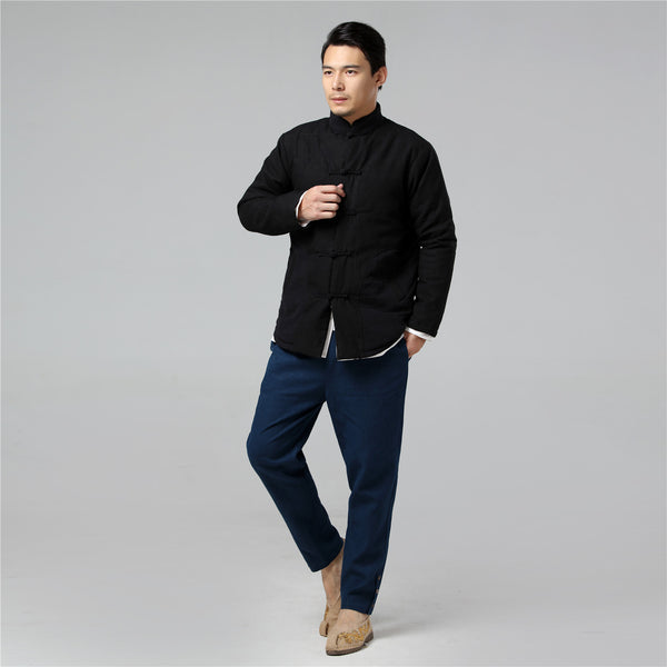 Men Retro Chinese Style Linen and Cotton Quilted Jacket