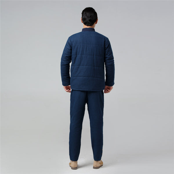 Men Retro Chinese Style Linen and Cotton Quilted Jacket