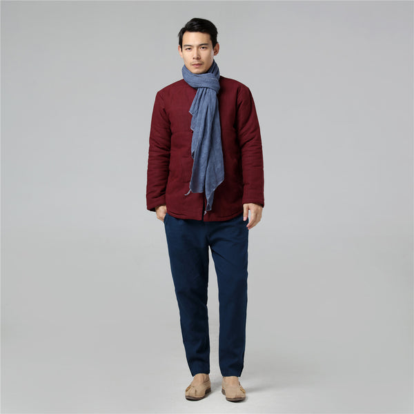 Men Retro Chinese Style Linen and Cotton Quilted Jacket