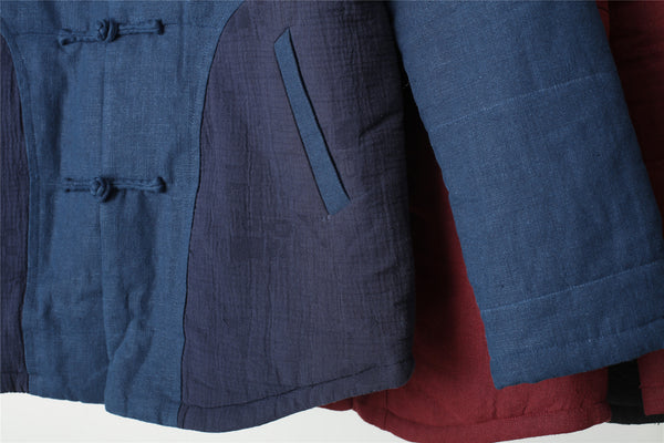 Men Retro Chinese Style Linen and Cotton Quilted Jacket