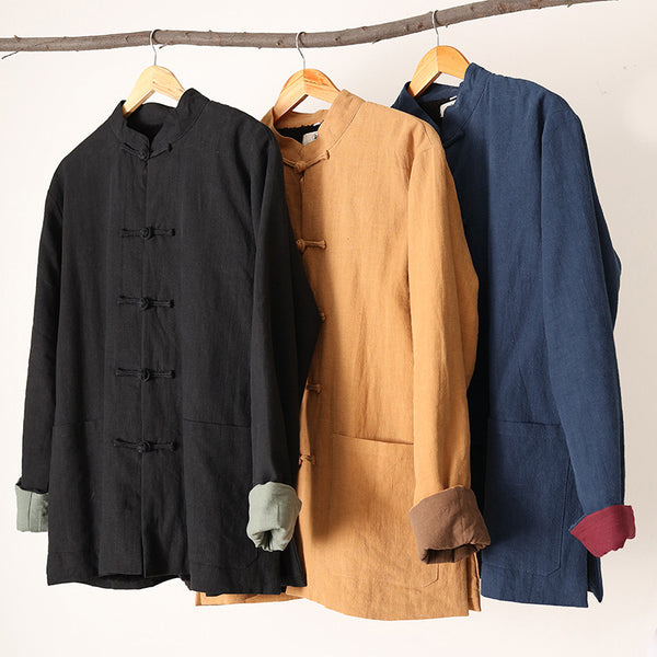 Women Chinese Style Linen and Cotton Short Jacket (inner with velvet)