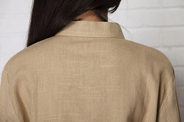 Women Chinese Traditional Style KungFu TaiChi HanFu Linen and Cotton Top