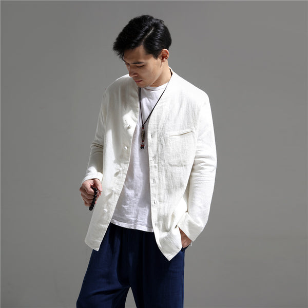 Men Causal Linen and Cotton Jacket