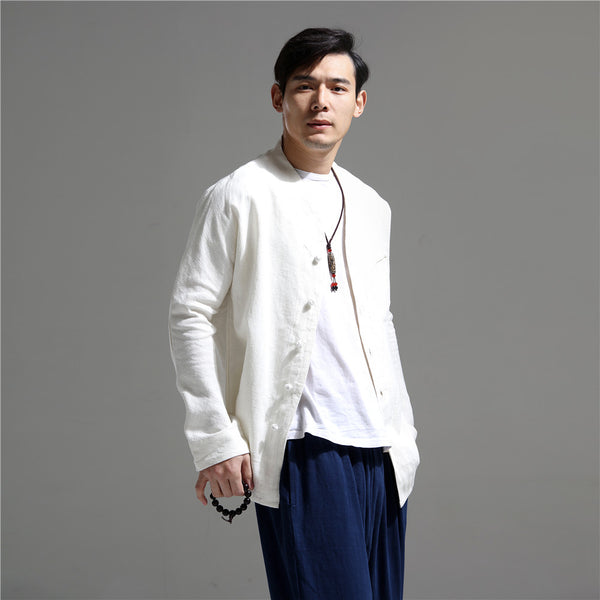 Men Causal Linen and Cotton Jacket